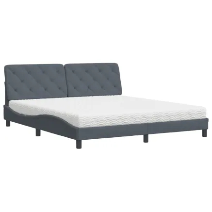 Lit avec matelas gris foncé 180x200 cm velours 2
