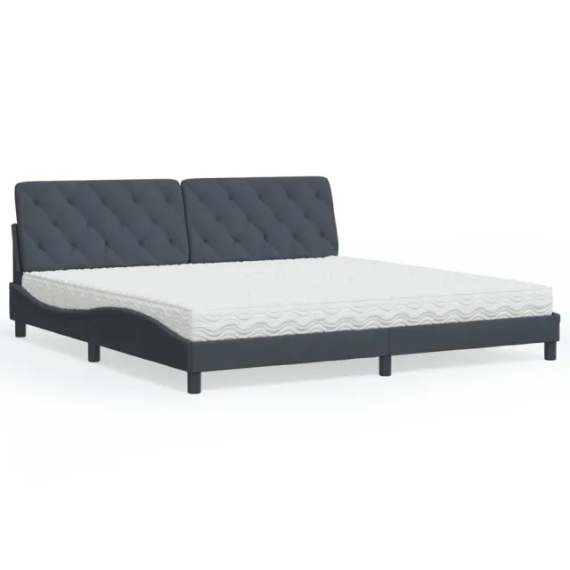 Lit avec matelas gris foncé 200x200 cm velours