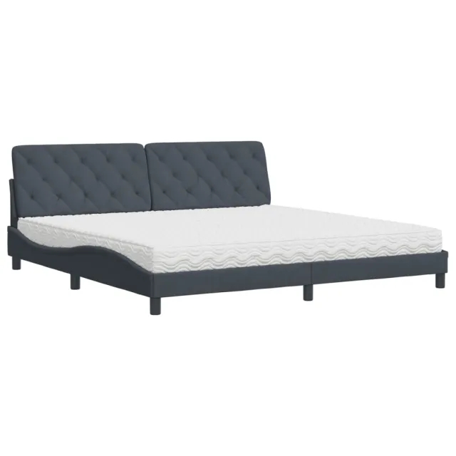 Lit avec matelas gris foncé 200x200 cm velours