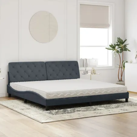 Lit avec matelas gris foncé 200x200 cm velours