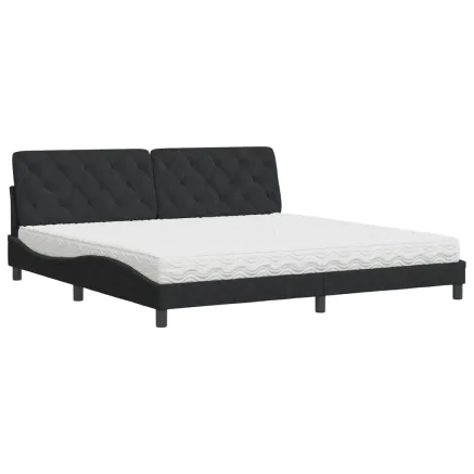 Lit avec matelas noir 200x200 cm velours 2