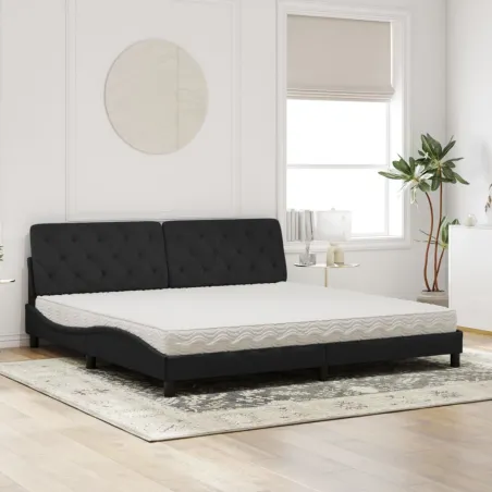Lit avec matelas noir 200x200 cm velours
