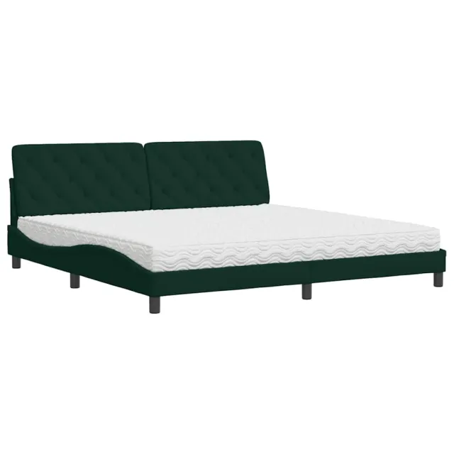 Lit avec matelas vert foncé 200x200 cm velours