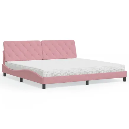 Lit avec matelas rose 200x200 cm velours