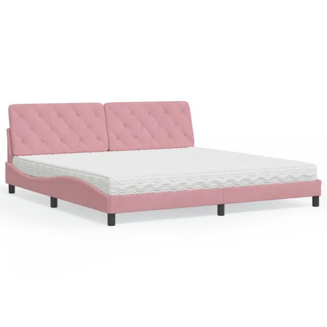 Lit avec matelas rose 200x200 cm velours