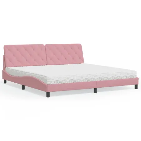 Lit avec matelas rose 200x200 cm velours