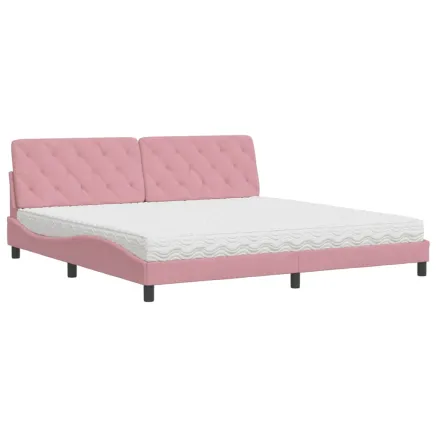 Lit avec matelas rose 200x200 cm velours 2