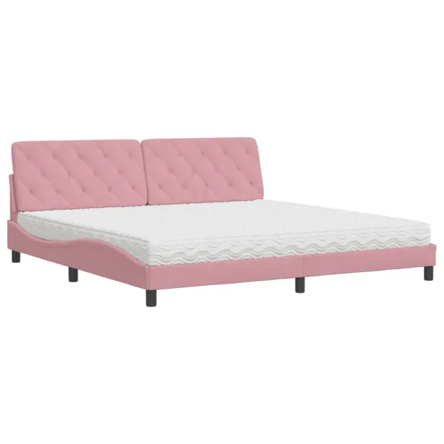 Lit avec matelas rose 200x200 cm velours
