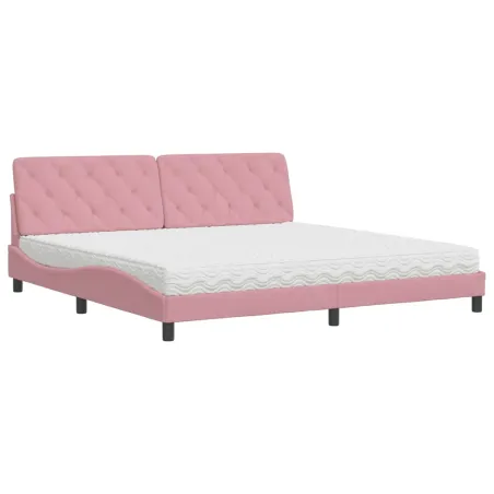 Lit avec matelas rose 200x200 cm velours