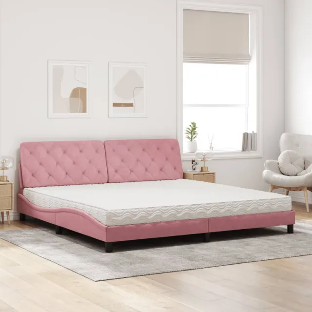 Lit avec matelas rose 200x200 cm velours