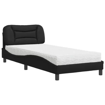 Lit avec matelas Hvar noir 80x200 cm similicuir 2