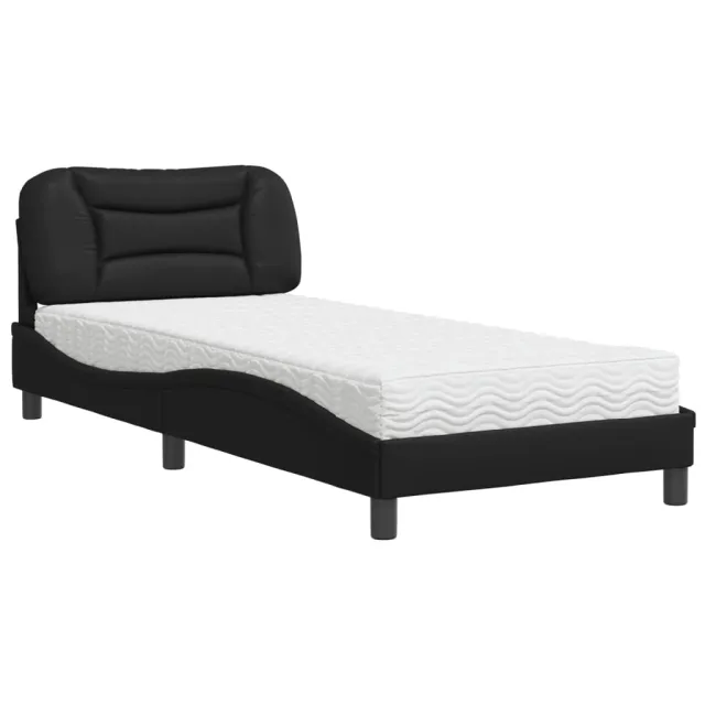 Lit avec matelas Hvar noir 80x200 cm similicuir
