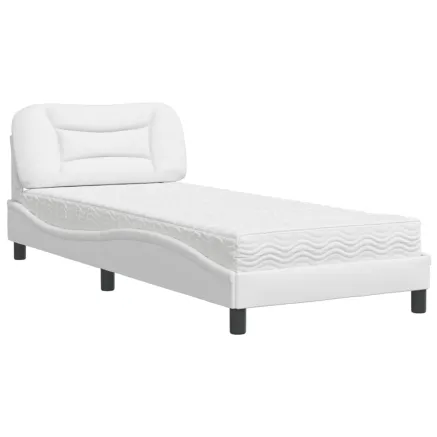 Lit avec matelas Hvar blanc 80x200 cm similicuir 2