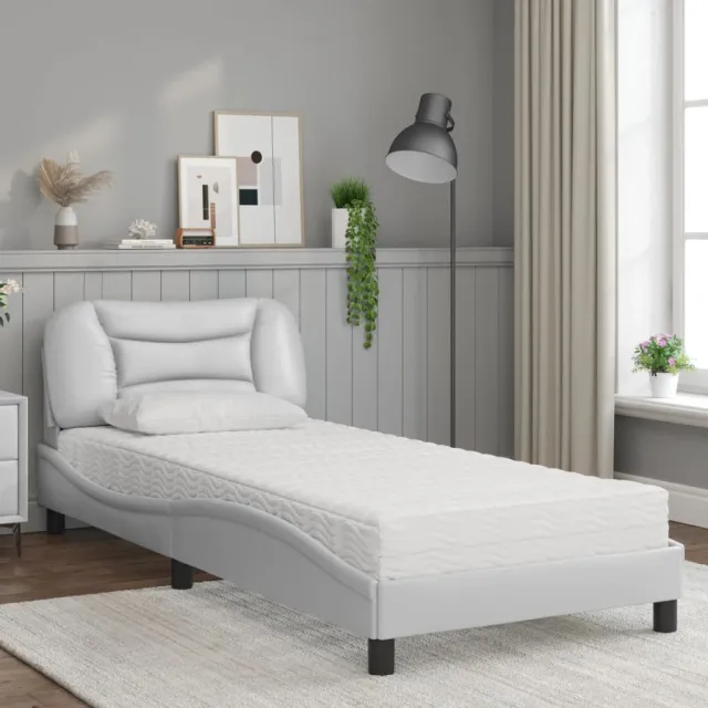 Lit avec matelas Hvar blanc 80x200 cm similicuir