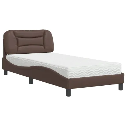 Lit avec matelas Hvar marron 80x200 cm similicuir 2
