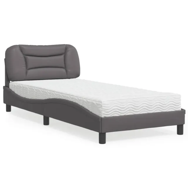 Lit avec matelas Hvar gris 80x200 cm similicuir