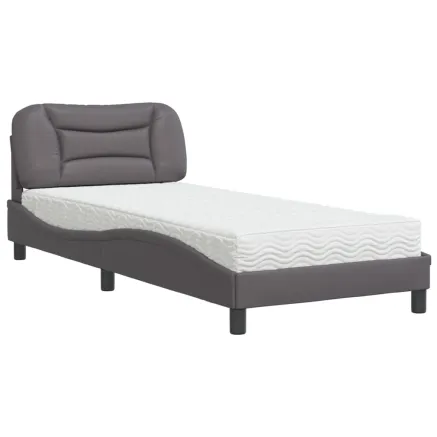 Lit avec matelas Hvar gris 80x200 cm similicuir 2