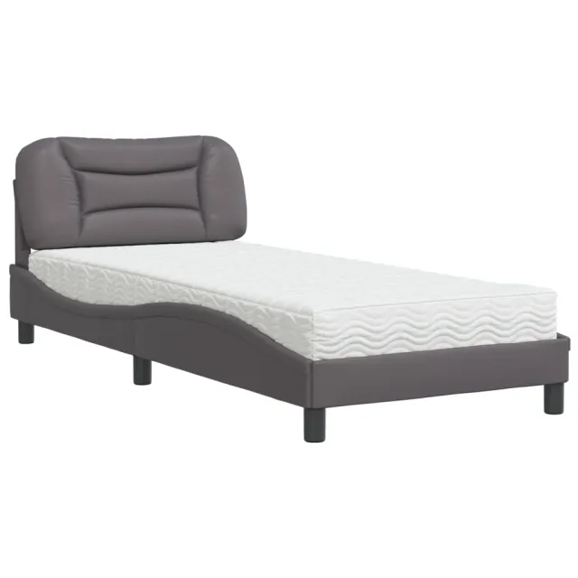 Lit avec matelas Hvar gris 80x200 cm similicuir