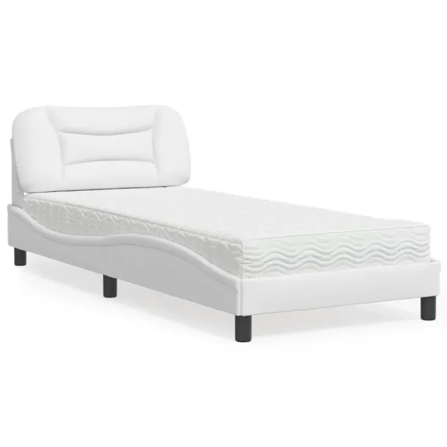 Lit avec matelas Hvar blanc 90x190 cm similicuir