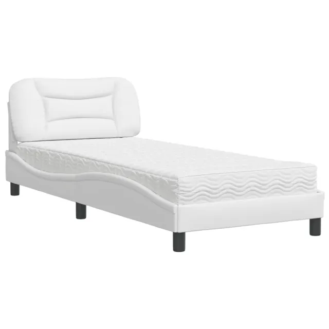 Lit avec matelas Hvar blanc 90x190 cm similicuir