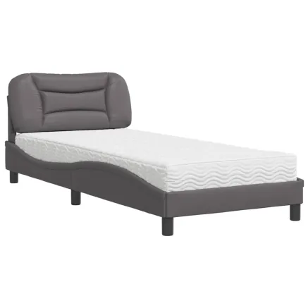 Lit avec matelas Hvar gris 90x190 cm similicuir 2