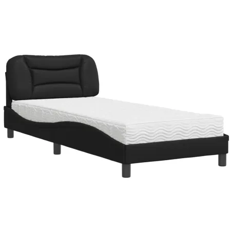 Lit avec matelas Hvar noir 90x200 cm similicuir