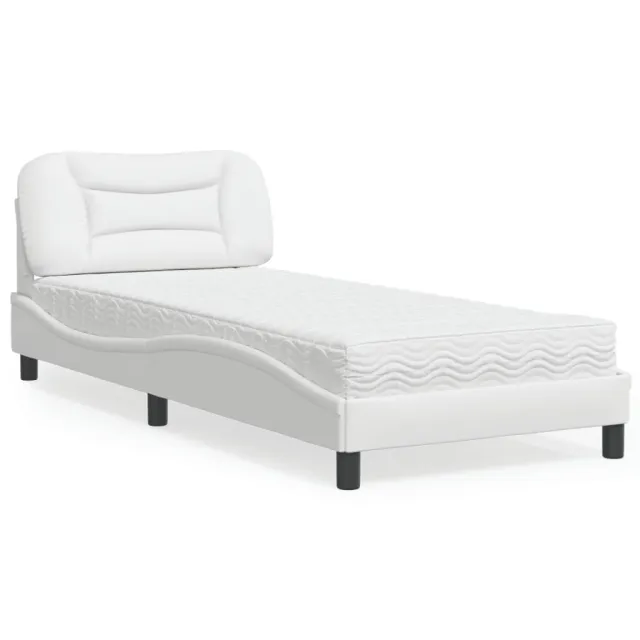 Lit avec matelas Hvar blanc 90x200 cm similicuir