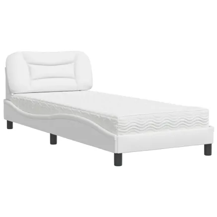 Lit avec matelas Hvar blanc 90x200 cm similicuir 2