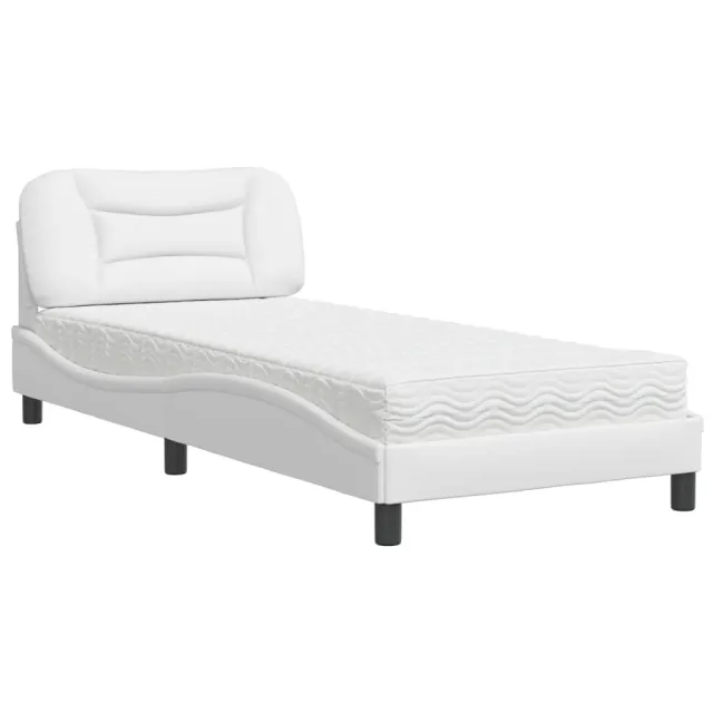 Lit avec matelas Hvar blanc 90x200 cm similicuir