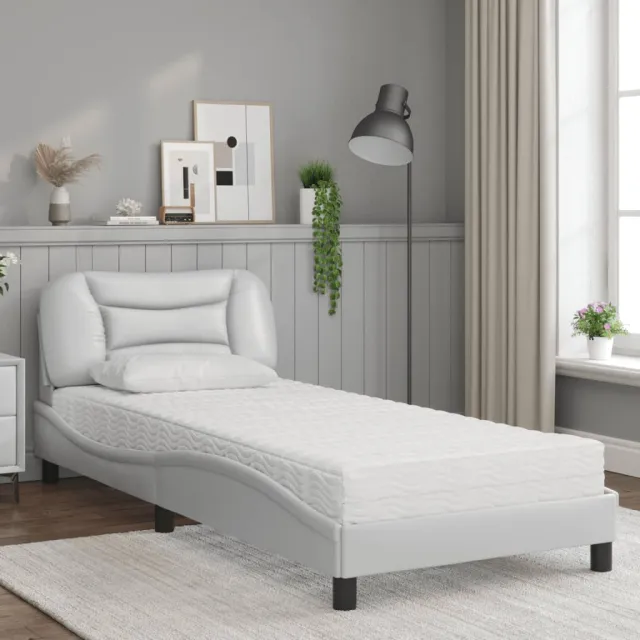 Lit avec matelas Hvar blanc 90x200 cm similicuir