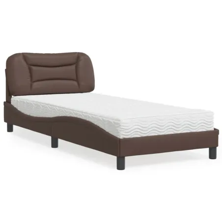Lit avec matelas Hvar marron 90x200 cm similicuir