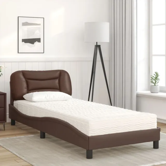 Lit avec matelas Hvar marron 90x200 cm similicuir