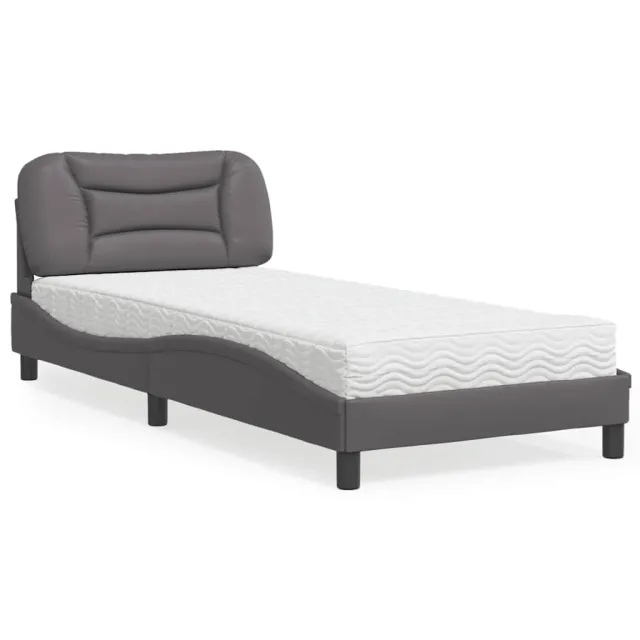 Lit avec matelas Hvar gris 90x200 cm similicuir