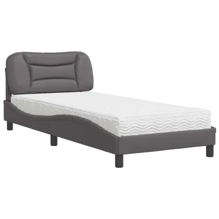 Lit avec matelas Hvar gris 90x200 cm similicuir 2