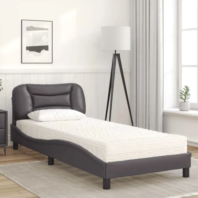 Lit avec matelas Hvar gris 90x200 cm similicuir