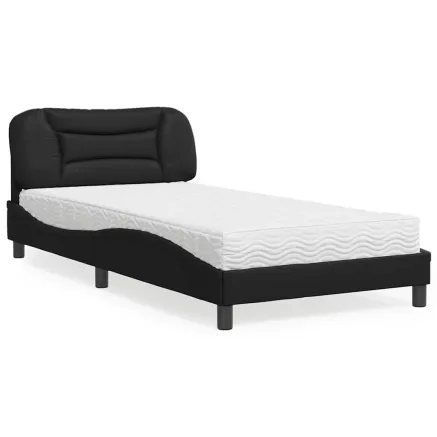 Lit avec matelas Hvar noir 100x200 cm similicuir