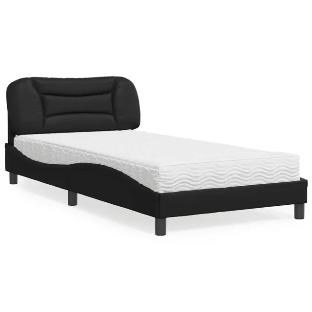 Lit avec matelas Hvar noir 100x200 cm similicuir