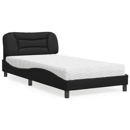 Lit avec matelas Hvar noir 100x200 cm similicuir