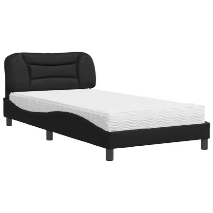 Lit avec matelas Hvar noir 100x200 cm similicuir 2