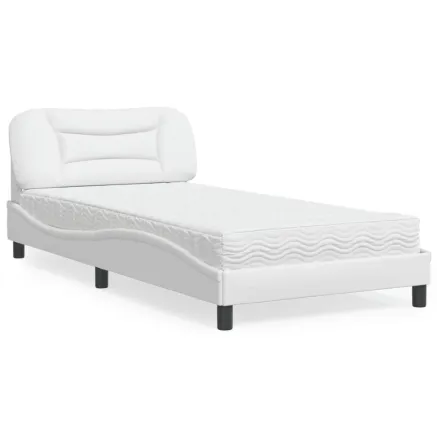 Lit avec matelas Hvar blanc 100x200 cm similicuir