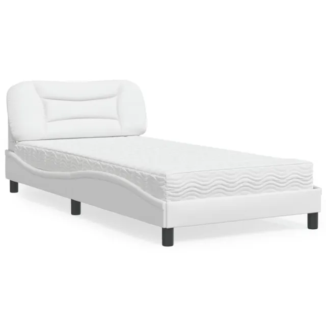 Lit avec matelas Hvar blanc 100x200 cm similicuir