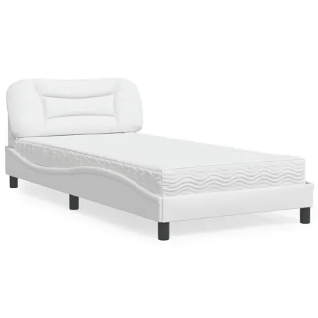 Lit avec matelas Hvar blanc 100x200 cm similicuir