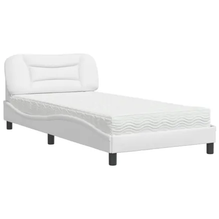 Lit avec matelas Hvar blanc 100x200 cm similicuir 2