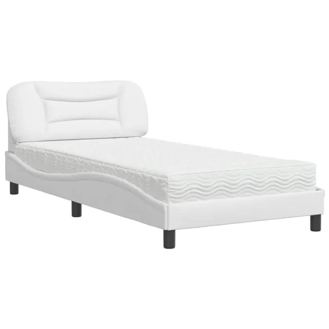 Lit avec matelas Hvar blanc 100x200 cm similicuir