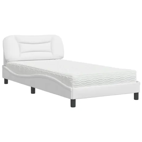 Lit avec matelas Hvar blanc 100x200 cm similicuir