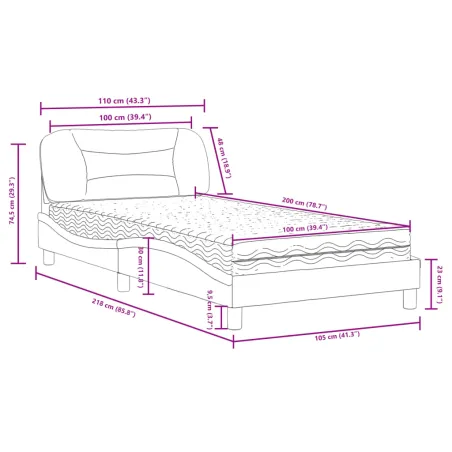 Lit avec matelas Hvar blanc 100x200 cm similicuir