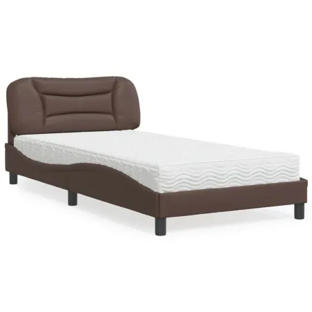 Lit avec matelas Hvar marron 100x200 cm similicuir