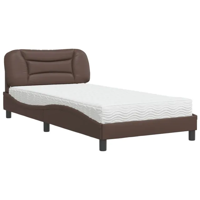Lit avec matelas Hvar marron 100x200 cm similicuir