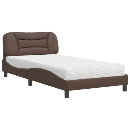 Lit avec matelas Hvar marron 100x200 cm similicuir