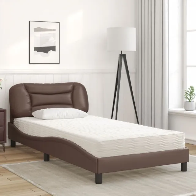 Lit avec matelas Hvar marron 100x200 cm similicuir